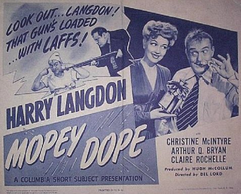 Christine and Harry Langdon in a lobby card for 1944's short MOPEY DOPE